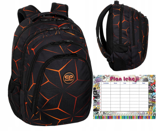 CoolPack viackomorový školský batoh, čierny, Odtiene oranžovej, Multicolor, 28 l