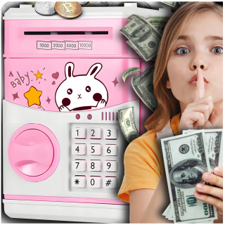 Elektronické prasiatko Rabbit Like ATM Bezpečné, ružové, darček pre dievčatko
