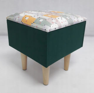 Detský sedací vak - pufa - PUFS / 30CM / Pattern Misie Green