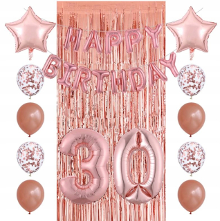 Balóny na párty - Rose Gold set Balóny 30. narodeniny tridsať