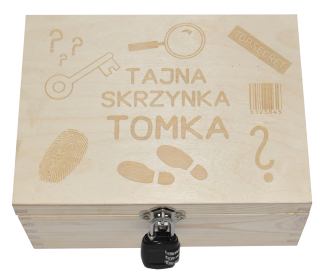 Úložný box - Poklady prepravka s názvom - uzatvorené na visiaci zámok