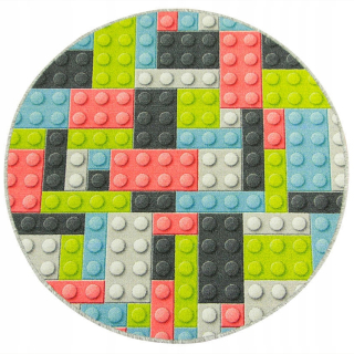 Koberec do detskej izby - Streda. 3D 100cm Round Pastel Carpet Building Blocks