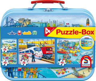 Prepravný prostriedok Box Puzzle v kovovom kufri