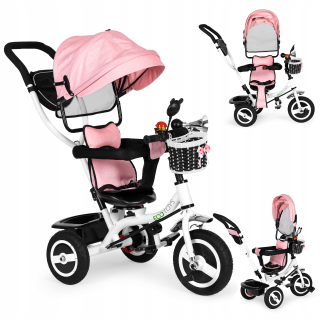 Trojkolka Ecotoys 1796 Biela, Čierna, Ružová, Sivá