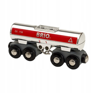 Dráha pre deti, stavebnica - Veligo Brio 33472 Wagon Cistern Wooden front