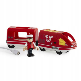 Dráha pre deti, stavebnica - Veligo Brio 33746 Vlak s batériou + USB