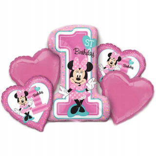 Balóny na párty - Sada 5 Balóniky Mouse Minnie One narodeniny