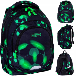Viackomorový školský batoh AstraBag, čierny, Odtiene zelenej, 20 l