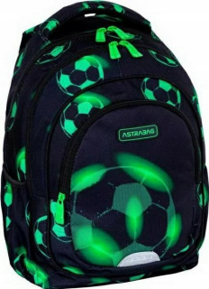 Viackomorový školský batoh AstraBag, čierny, Odtiene zelenej, 20 l