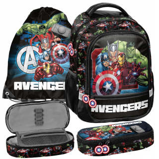 Avengers Paso viackomorový školský batoh čierny, Odtiene červenej, Odtiene modrej, Odtiene zelenej, Viacfarebné 18 l
