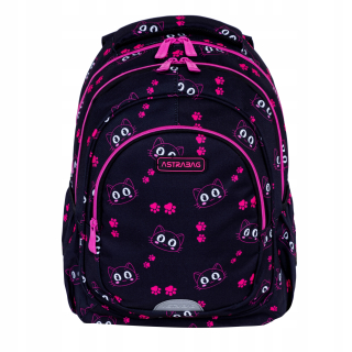 Viackomorový školský batoh AstraBag, čierny, odtiene ružovej, 20 l