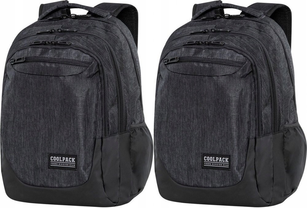 Štýlový trojkomorový školský batoh CoolPack Soul Black Snow x2