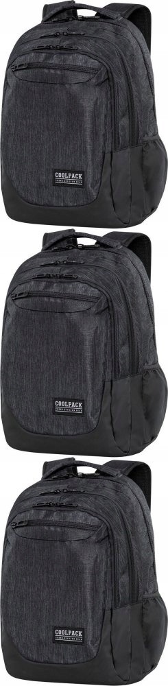 Čierny školský batoh CoolPack Soul s tromi priehradkami a reflexnými prvkami