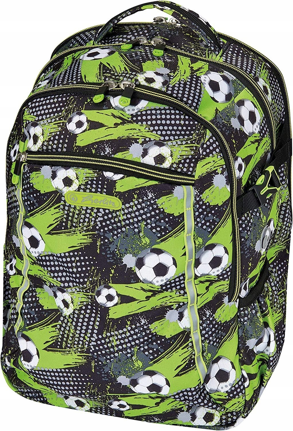 Herlitz viackomorový školský batoh, čierny, Odtiene zelenej, 24 l