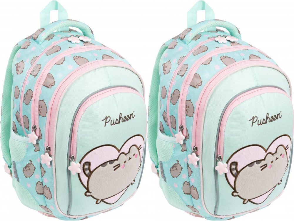 Školský batoh Pusheen Mint s 4 komorami a reflexnými prvkami, 22l