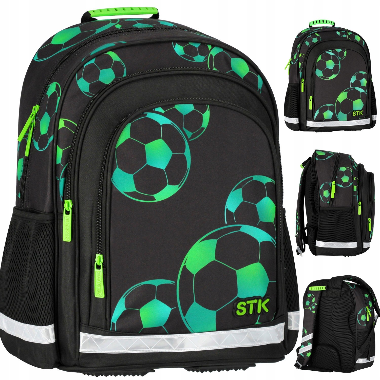 Školský batoh STARPAK Football Green s odblaskovými prvkami