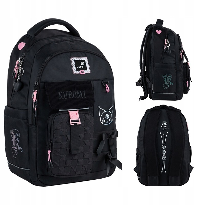 Stylový školský batoh pre dievčatá Kite HK25-2597L - čierny