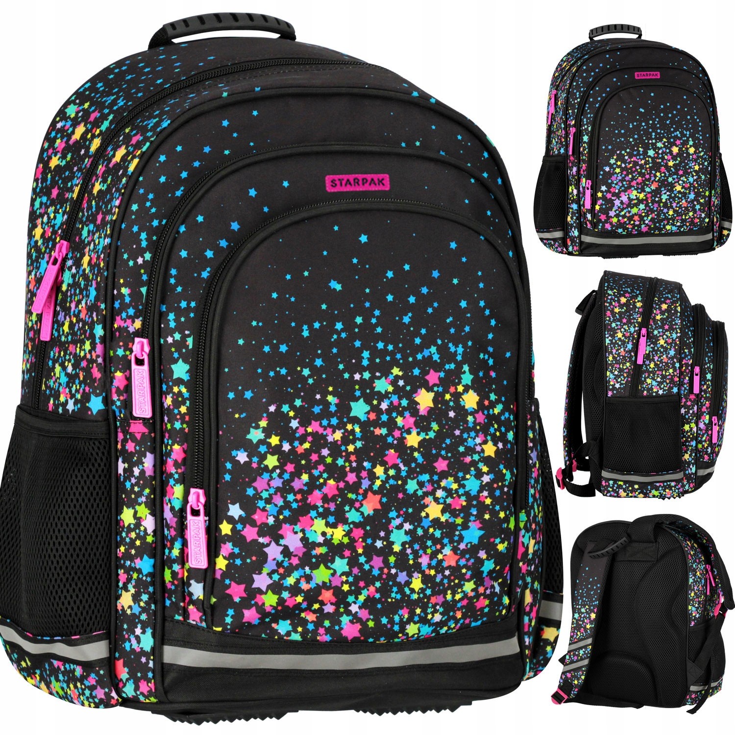 School Backpack STARPAK Galaxy Stars s odolným materiálom a bezpečnostnými prvkami