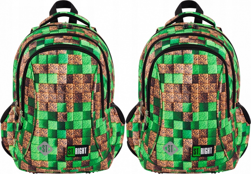 Mládežnícky školský batoh PIXEL CUBES, trojkomorový, 20l, St.Right, 2 kusy
