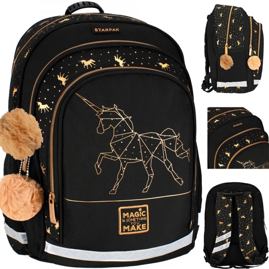 Starpak Školský Batoh Gold Unicorn s Vodeodolnou Úpravou