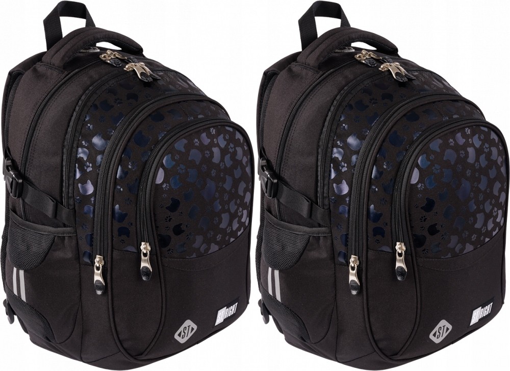 Školský batoh St.Right BP01 Black Cats s mačkami 23L, 2 kusy