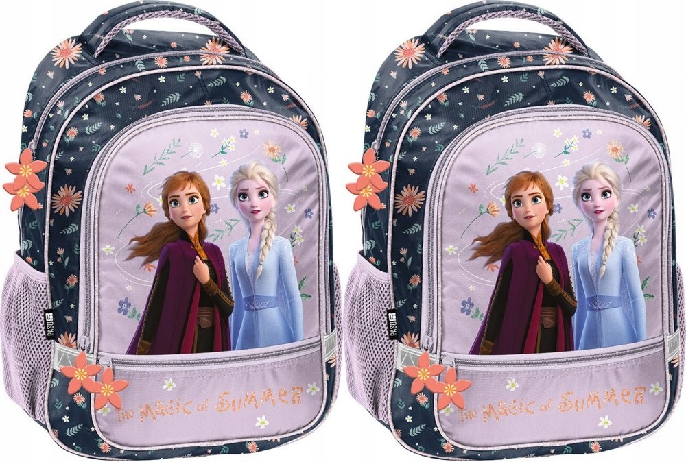 2x Detský školský batoh Disney Frozen, s dvoma priehradkami, 38x28x15 cm