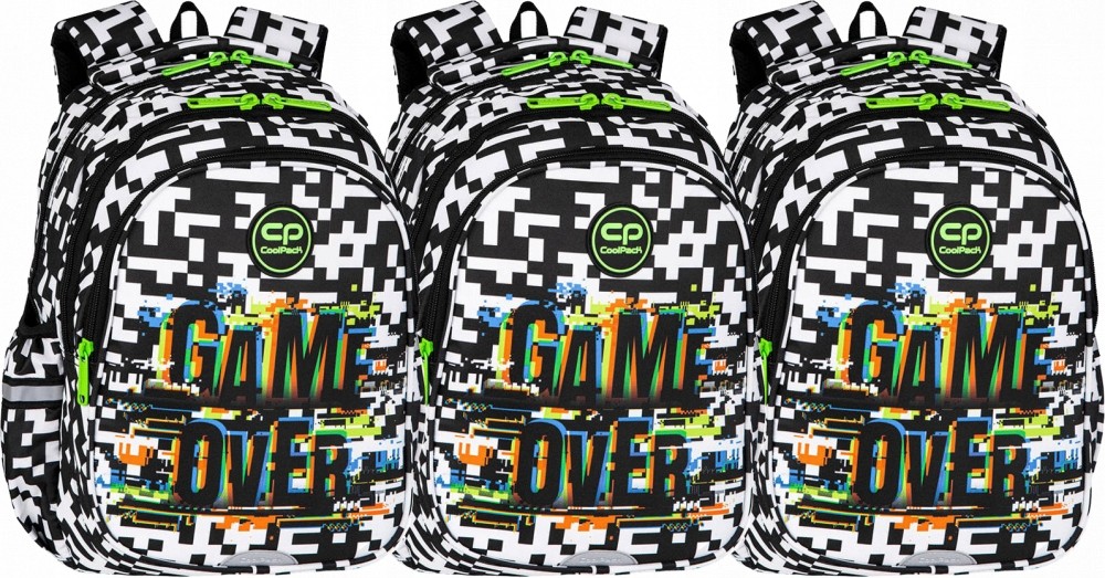 Školský batoh CoolPack Jerry 21L Game Over, pixelový vzor, od 1. triedy