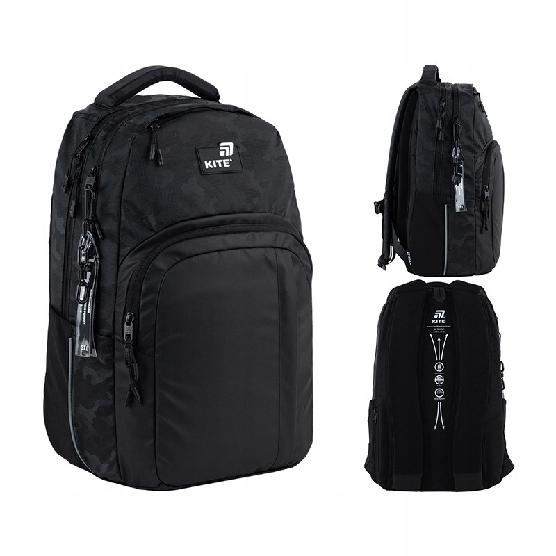 Školský batoh pre mládež Kite K25-2578L-1 - čierny, odolný a štýlový
