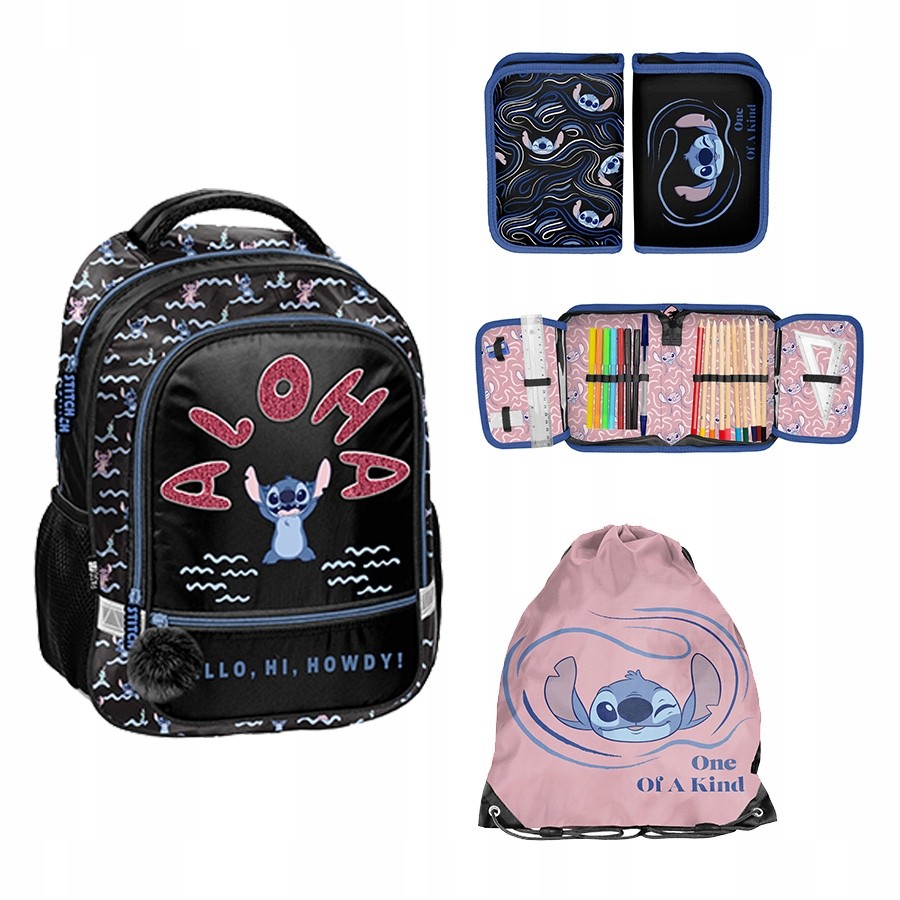 Kompletný školský set PASO STITCH s motívom Disney, batoh, vak a puzdro s vybavením