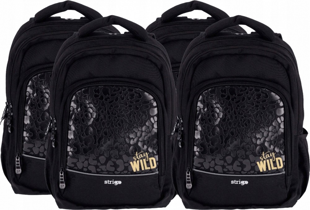 Školský batoh STRIGO Misty Čierny Wild x4 – perfektný na knihy a notebook